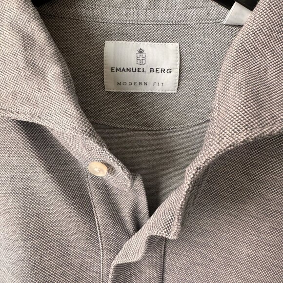 Emanuel Berg Modern Fit Cotton Short Sleeve Polo Shirt Grey - Picture 5 of 9